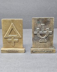 Pair Of Vintage Metal Paperweights With Tinactin Advertisement (1978 & 1981)