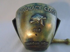 Mortar And Pestle Schering Pharmaceutical Class 1968 Vtg Brass Apothecary 4″