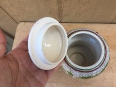 Vintage Pharmacy Apothecary Jar Itnao Agar Crackle Glaze Japan 9″ Hand Painted