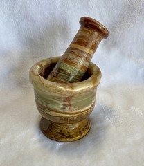 Vintage Fred Harvey Trading Co Onyx Mortar & Pestle Set – Original Tag