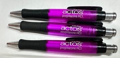 LOT OF 3 ACTOS Drug Rep Advertising Pens Pharmaceuticals Collectable Pharma Rx