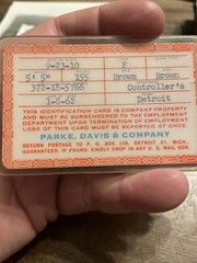 Rare Parke Davis And Company Employee ID Badge Medical Pharmaceutical 1960s