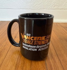 Drug Rep Coffee Mug Vanceril Pharmaceutical vintage 90’s black collectible 16oz