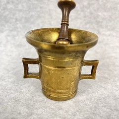 Vintage Small 2″ Tall Brass Mortar with Handles & 3″ Pestle