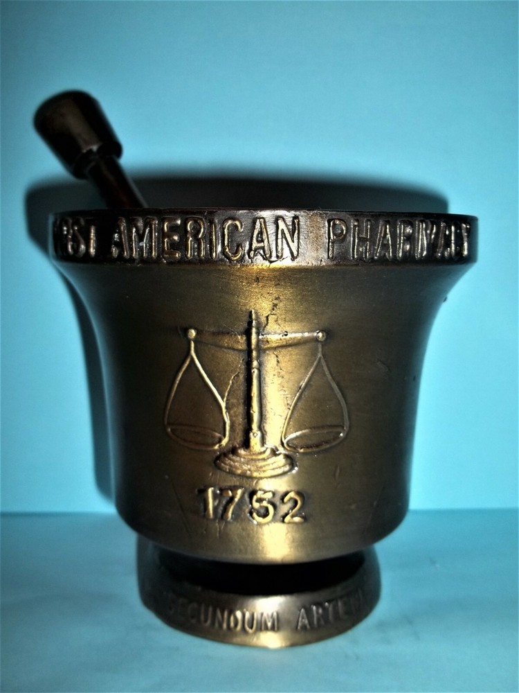Schering Bronze Mortar & Pestle Andrew Craigle Apothecary~5”Tall~Pharmacist Gift