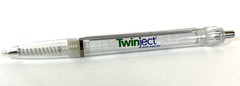Twinject Drug Rep Collectible Pharmaceutical Clicker Pen w/ Pull Out Instruction
