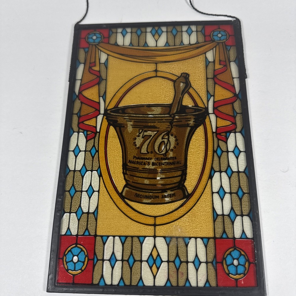 SECUNDUM ARTEM ’76, PHARMACY CELEBRATES AMERICA’S BICENTENNIAL STAINED GLASS