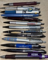 Lot 15 Vintage heavy metal Pharmaceutical Rep Pens: viagra, Campral and more!