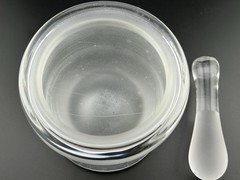 1940s Heavy Hand Blown Clear Glass Apothecary Mortar Pestle Pontil Pharmacy VTG