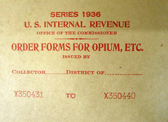 Series 1936 U.S. Internal Revenue OPIUM ORDER FORMS book from 1949 wb