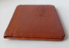 Brown Leather Pocket Card Wallet Case EMPTY/HOLDER ONLY Debossed Photofrin