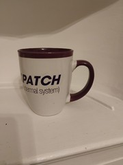 Exelon Patch Coffee Cup Mug Pharmaceutical Promo advertising White Purple 16 oz