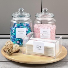 Glass Jars and Dryer Sheet Holder, Dispenser Set with Lids and Labels, Contai…