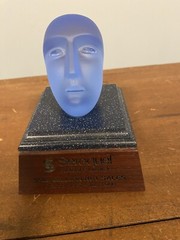 Kosta Boda Blue Head SEROQUEL $500 Million Net Sales MIB *RARE*