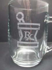 RX Clear Cup / Mug Pharmacist Pharmacy Mortar Pestle Made in USA !