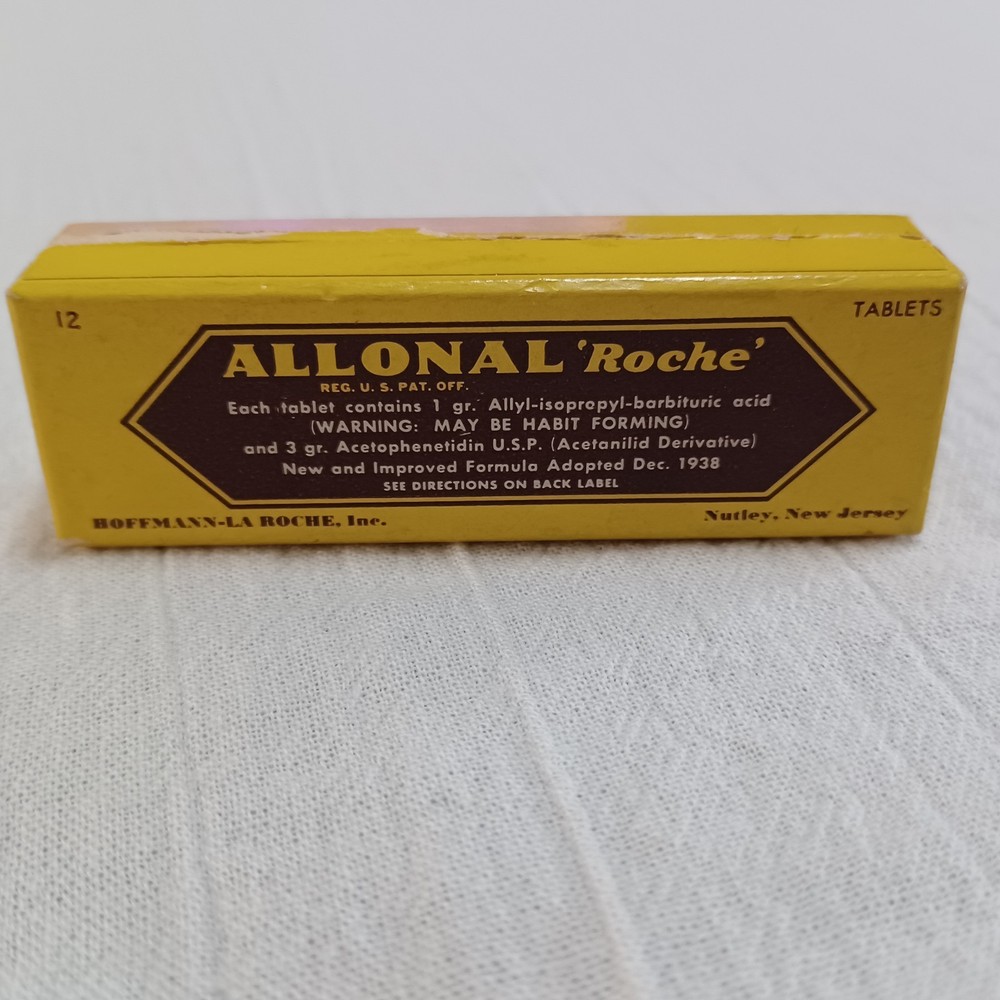 Rare Vintage 1930s Roche Allonal Pharmaceutical Box Medical Ephemera Advertising