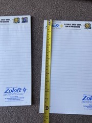 Zoloft 2 Full Size Note Pad Pharmaceutical Drug Rep Collectible Promo Unique 🌞