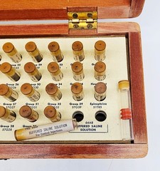 Wyeth Allergy Test Kit Vintage Extracts 1955 Intracutaneous Wood Box + 44 Vials