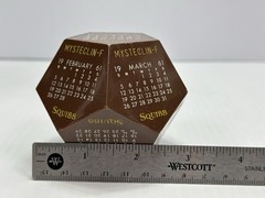 Vintage Advertising Squibb Mysteclin-F Medicine Paperweight Calendar 1961 Brown