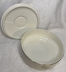 Vintage Apothecary RX Pharmacy Covered Dish Medical Crest Lidded Bowl Gold Trim