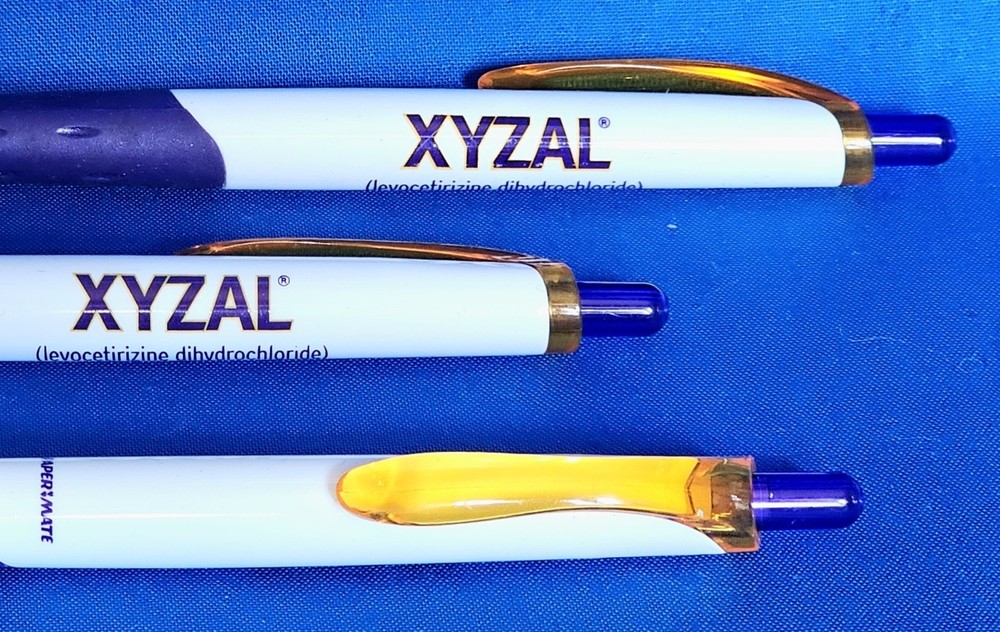 3 Xyzal Papermate Drug Rep Ink PENS New Pharmaceutical Collectible Medical Promo