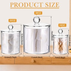 Meanplan Plastic Apothecary Jars with Lids Acrylic Holder Dispenser for Bathr…