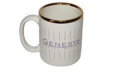 Genesys Health System Pharmaceutical Advertising Mug Cup Ivory With Gold Rim