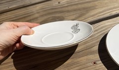 Vintage Pair of MCM Pharmacy Logo Saucers, 6”