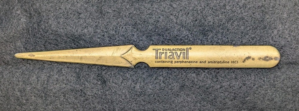Triavil Discontinued Antidepressant Pharmaceutical Branded Letter Opener W Ruler