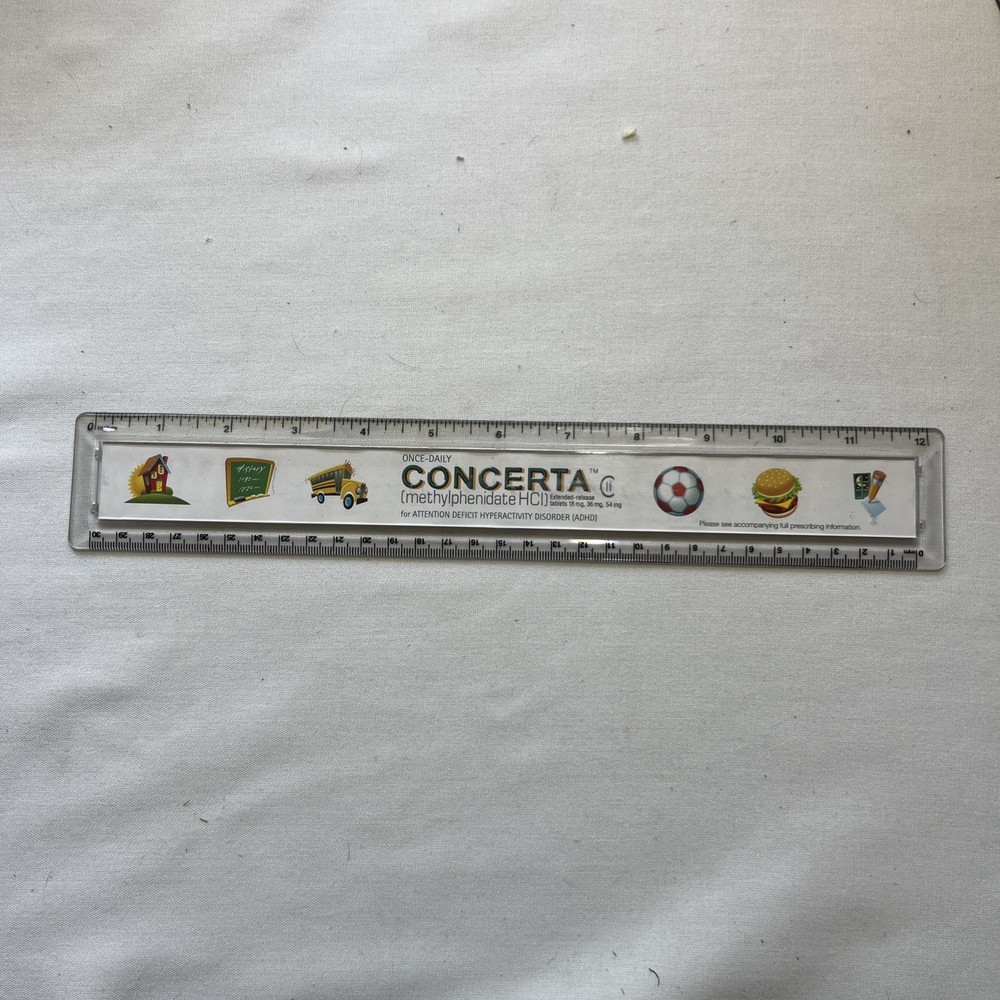 Concerta Pharmaceutical Drug Rep Ruler ADHD School Teacher Graphic Collectible