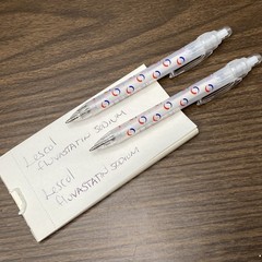 2 Vtg Pharmaceutical Advertising LESCOL Fluvastatin Drug Rep Click Pens WRITES