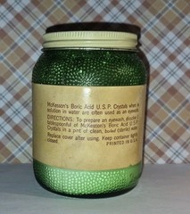 Vintage Textured Green Glass Bottle McKesson’s Boric Acid 8 oz.