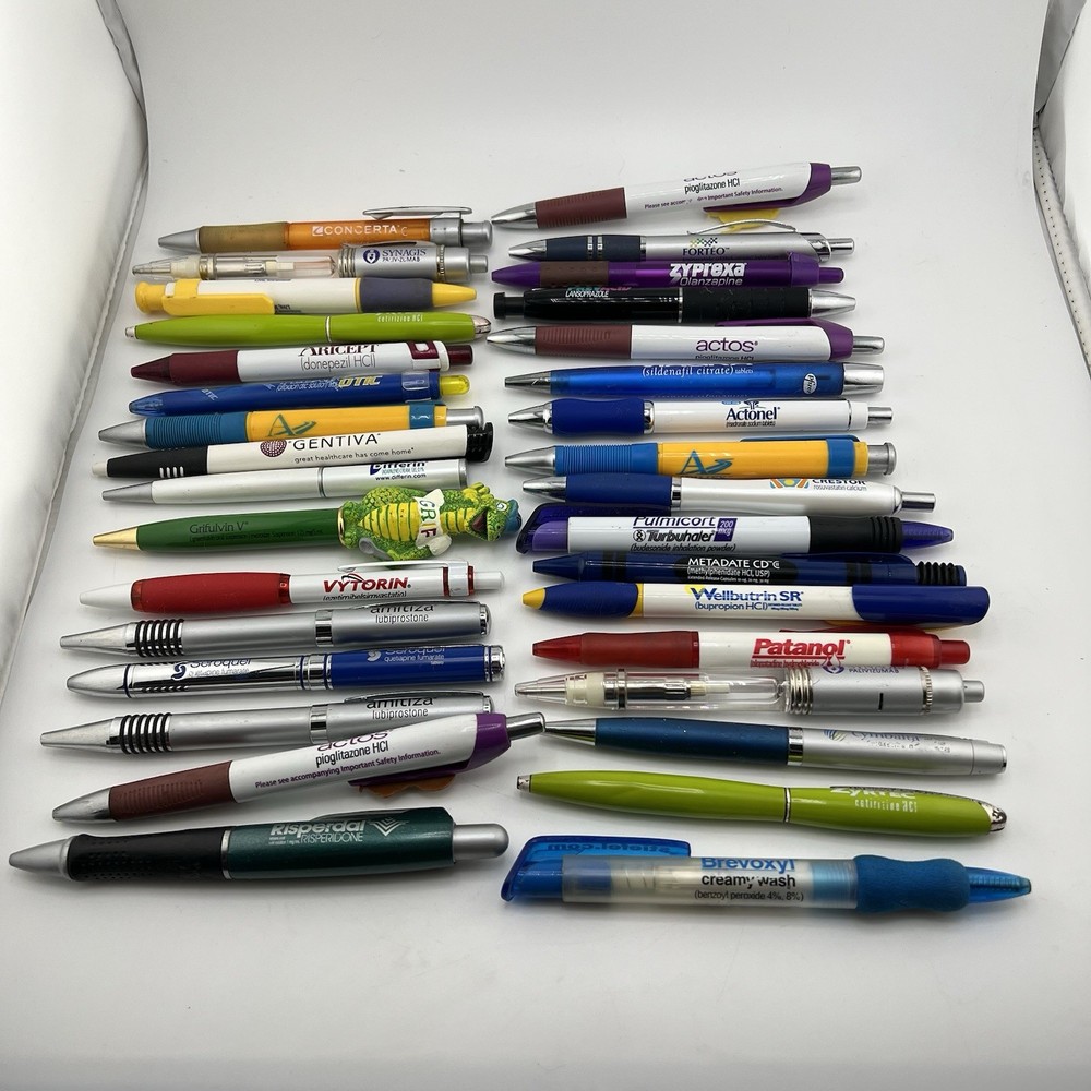 Advertising Pharmaceutical Promo Pens Various Drug Rep, Lot of 34 Ambien viagra