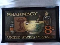 Vintage Pharmacy United States Postage 8¢ Heavy Plastic Tray 21 x 13” 1970’s bar