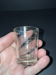 Vintage MEINECKE & CO NEW YORK Medicine Dose Glass Shot Glass, Embossed Clear