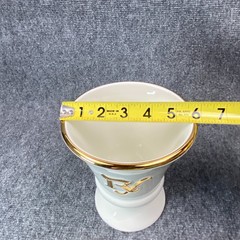 Owens Illinois RX Porcelain Pharmacy Mortar Pestle White Gold Apothecary Vtg