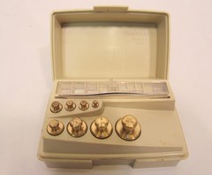 LOT OF 3 VINTAGE APOTHICARY BRASS WEIGHT SETS-INCLUDES A TINY BRASS (EZS001152)