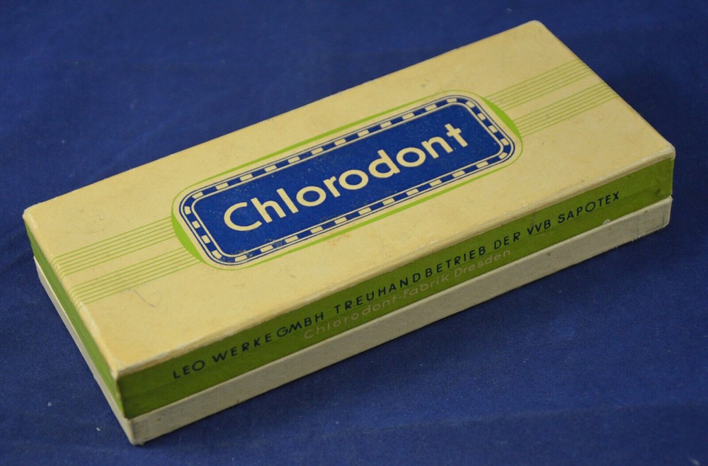 Vintage Old German Chlorodont Advertising Cardboard Box Leo Werke GMBH