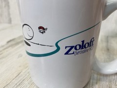Pfizer Zoloft Coffee Mug Cup White Blue Pharmaceutical Promo Rep Advertising Y2K