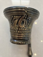 Mortar and Pestle, Metal Small America’s Bicentennial 76 Rx Apothecary Pharmacy