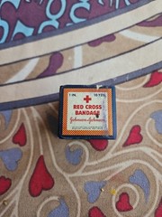 Vintage J&J Red Cross Bandage Medical Original Box Unused & Bandage Antique