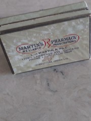 Vintage Drug Store Prescription Pill Box Martin’s Reliable Pharmacy 1942 Chicago