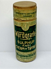 VINTAGE WARDGRADE SULPHER & CREAM OF TARTAR WOOD CONTAINER MONTGOMERY WARD