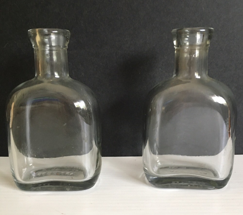 2 VTG 5 1/4”X4” Medicine Apothecary 200L ART 2039 Thick Potion Glass Bottles