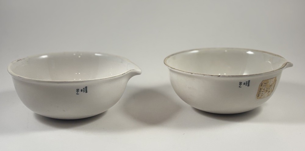 Vintage Coors USA 50-J Evaporating Lab Ware Dish, Apothecary dish (set Of 2)
