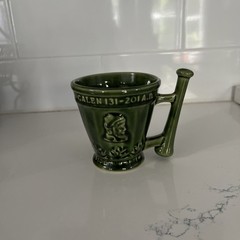 Vintage McCoy Schering Coricidin Pharmacy RX Green Ceramic Apothecary Mortar Mug