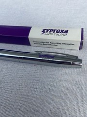 ZYPREXA Pharmaceutical DRUG REP METAL POINT PEN Heavy New In box Black Ink