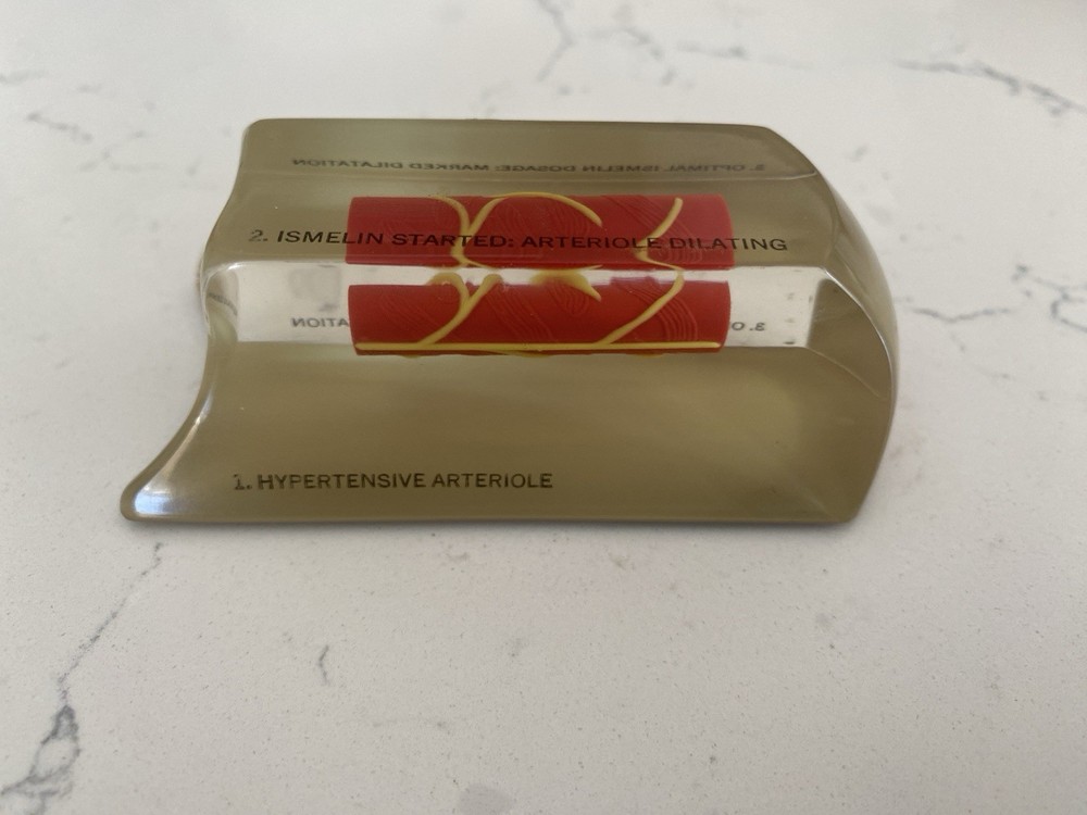 Rare 1960s CIBA Ismelin Promotional Pharmaceutical Drug Lucite Paperweight