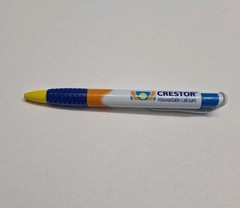 Crestor Drug Rep Pen Black Ink Works Blue Comfort Grip Yellow Tip