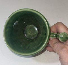Vintage Coricidin Green Pottery Mug RX Galen Schering Pharmacy Cup Mortar Pestle